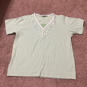 Haband Green Embroidered Floral Shirt | Stripped Shirt